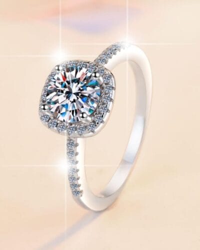Square 925 Sterling Silver Moissanite Ring for Women SHOW