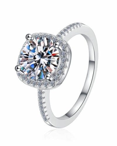 Square 925 Sterling Silver Moissanite Ring for Women 5