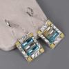 Large Square Crystal Earrings Blue Zircon Earrings for Women Wholesale