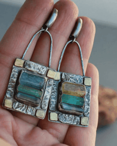 Large Square Crystal Earrings Blue Zircon Earrings for Women Wholesale
