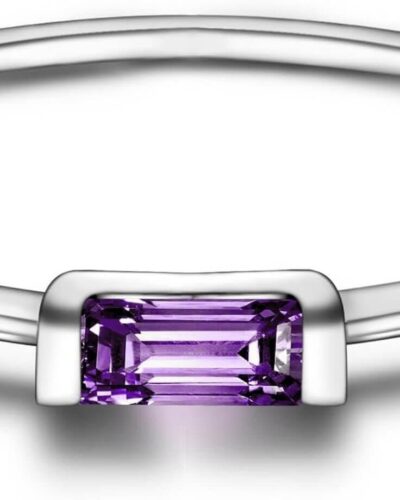 Square Gemstone Sterling Silver Birthstone Rings Bulk februry