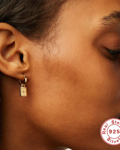 Alternative Ansicht von Square Hoop Earrings Sterling Silver Geometric Star