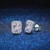 Square Moissanite Diamond Earrings with 925 Sterling Silver
