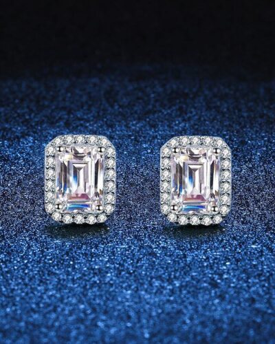 Vaihtoehtoinen näkymä Square Moissanite Diamond Earrings with 925 Sterling Silver:stä