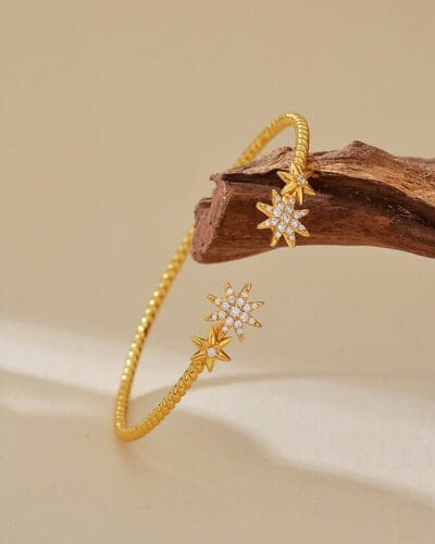 Starburst 925 Sterling Silver Cable Bracelet 18K GOLD PLATED