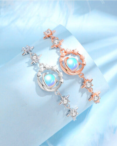 Stars of Sky Moonstone Bracelet Sterling Silver S925 SHOW