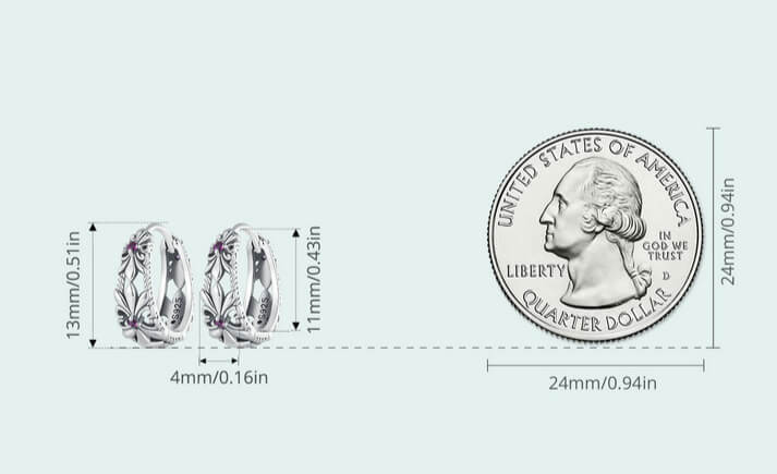 Sterling Silver Earrings Vintage Purple Iris Huggie 8