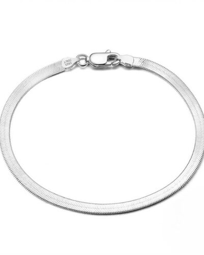 Sterling Silver Herringbone Chain Bracelet Wholesale show white gold plated