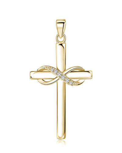 Sterling Silver Infinity Cross Necklace for Women gold