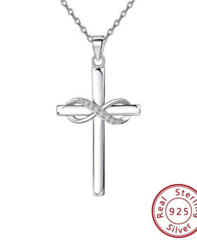 Sterling Silver Infinity Cross Necklace for Women show