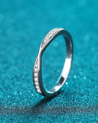 Sterling Silver Moissanite Wedding Ring with Solid Color