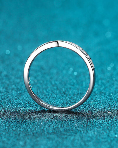 Alternative view of Sterling Silver Moissanite Wedding Ring with Solid Color