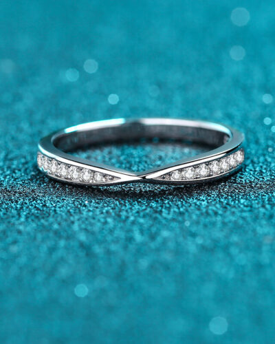 Sterling Silver Moissanite Ring with Solid Color