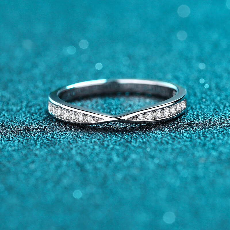 Sterling Silver Moissanite Ring with Solid Color