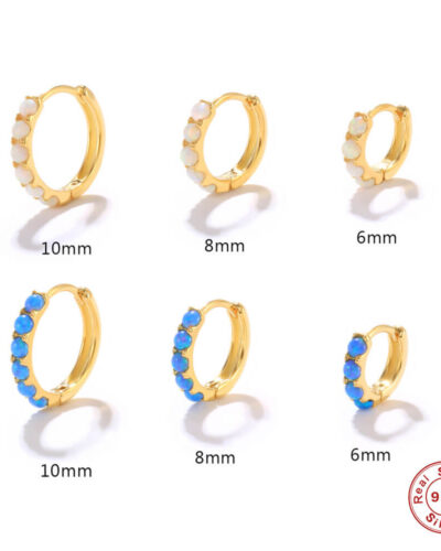 Stylish 925 Sterling Silver Opal Hoop Earrings show