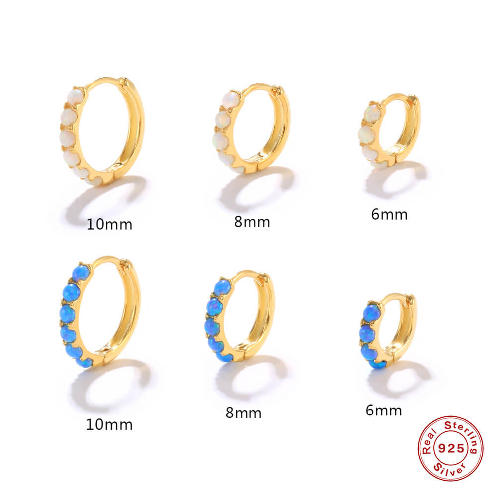 Stylish 925 Sterling Silver Opal Hoop Earrings show