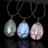 Teardrop Crystal Necklace Tree of Life Wrapped Pendant Wholesale