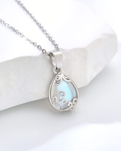 Teardrop Pendant Sterling Silver Moonstone Necklace