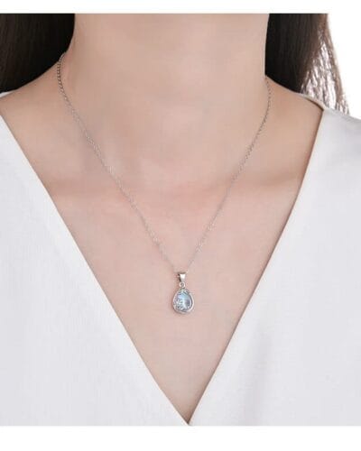 Teardrop Pendant Sterling Silver Moonstone Necklace 3
