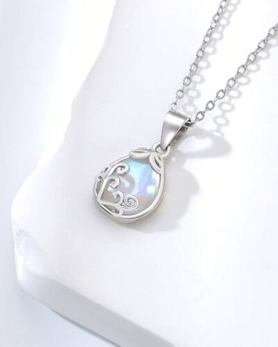 Teardrop Pendant Sterling Silver Moonstone Necklace 4
