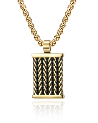 Alternative view of Thick Stainless Men's Chain with Twisted Pattern Pendant