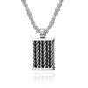 Thick Stainless Men's Chain with Twisted Pattern Pendant-silvery