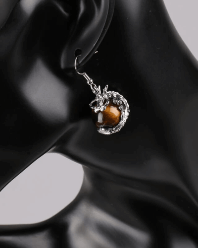 Genuine Round Crystal Earrings with Dragon Entwined Wholesale