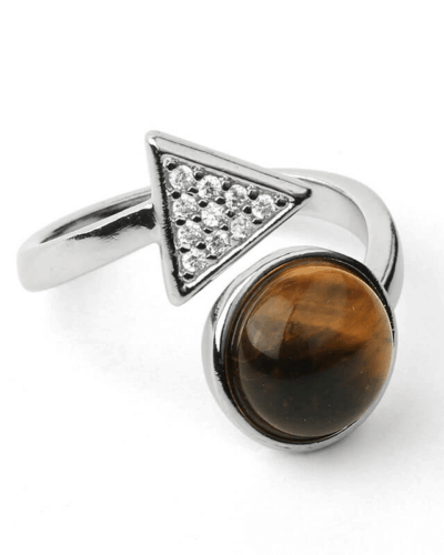 Adjustable Triangle Round Beaded Crystal Ring Unisex Wholesale