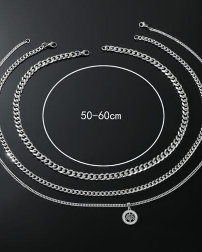 Titanium Three Piece Men Chain Necklace Stainless Steel Wholesale 2
