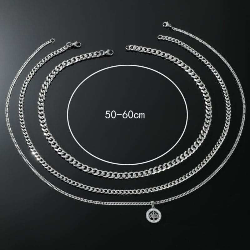 Titanium Three Piece Men Chain Necklace Stainless Steel Wholesale 2