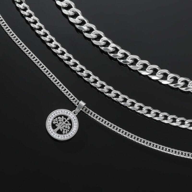 Titanium Three Piece Men Chain Necklace Stainless Steel Wholesale (4)