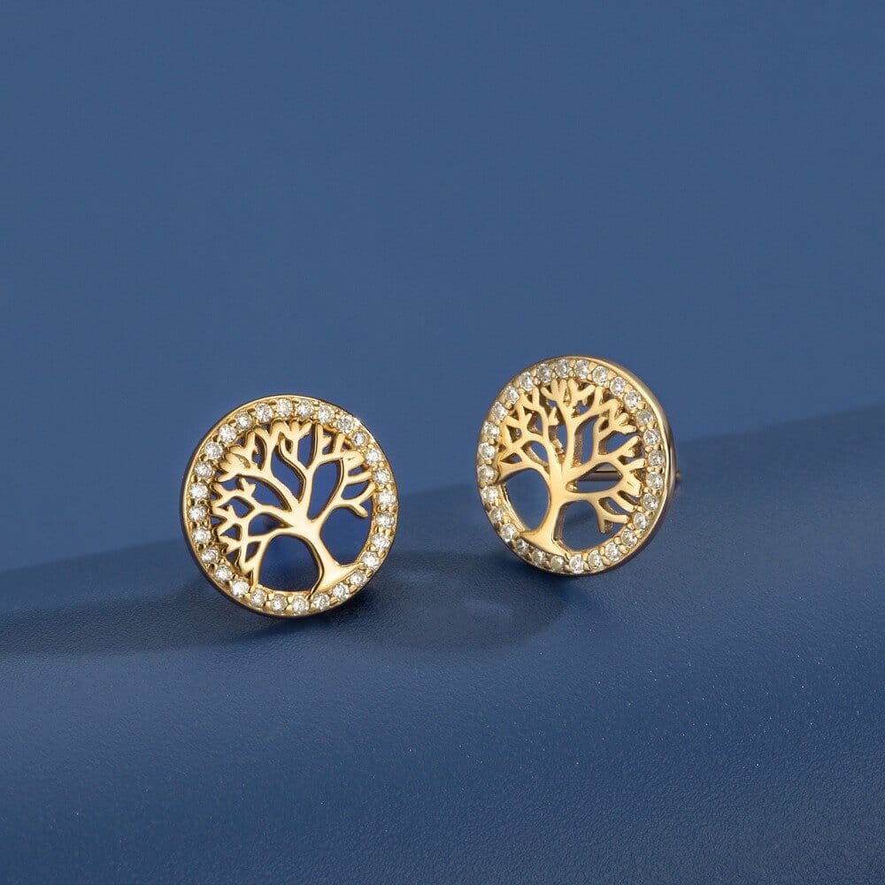 Tree of Life Earrings Sterling Silver S925 gold