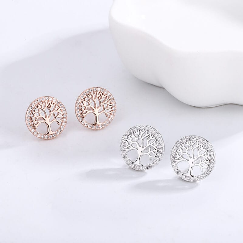 Tree of Life Earrings Sterling Silver S925 show