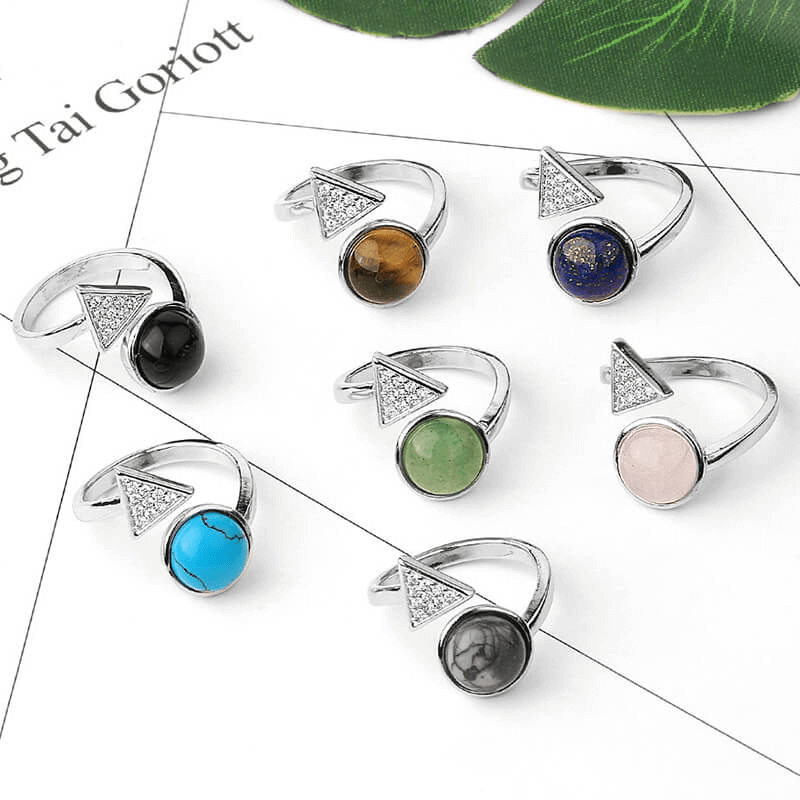 Adjustable Triangle Round Beaded Crystal Ring Unisex Wholesale