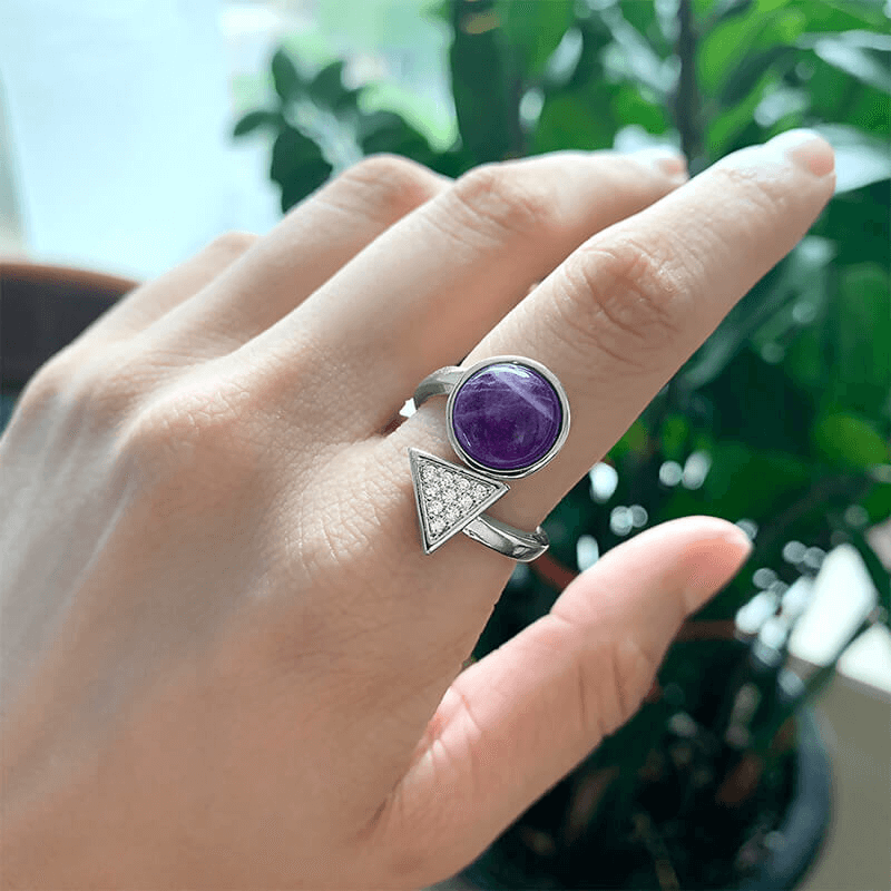 Adjustable Triangle Round Beaded Crystal Ring Unisex Wholesale