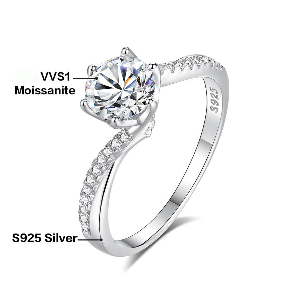 Twisted Band 1CT Moissanite Ring with 6 Prong Wholesale - Obrázek 6
