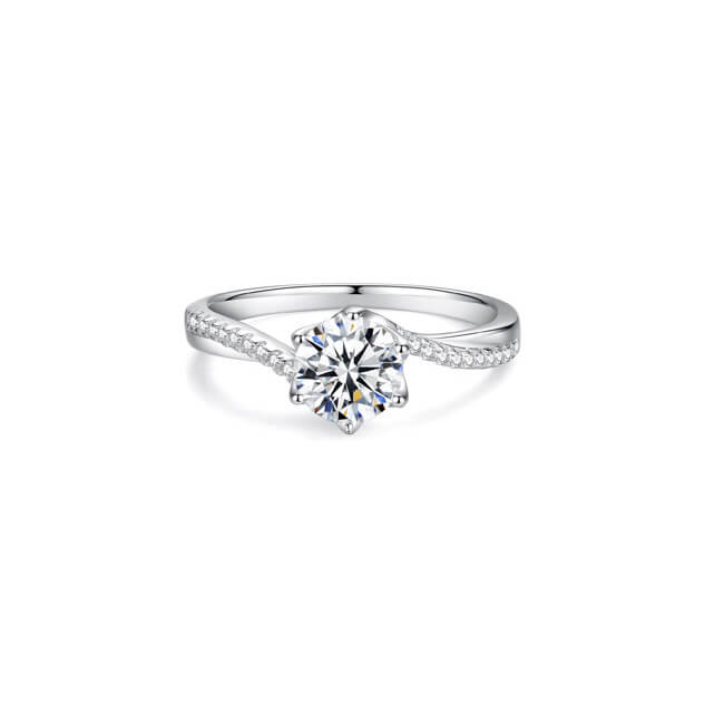 Twisted Band 1CT Moissanite Ring with 6 Prong Wholesale - Obrázek 5