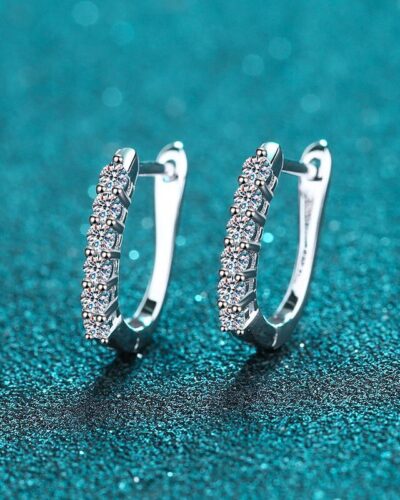 U Shape Moissanite Earrings with 925 Sterling Silver