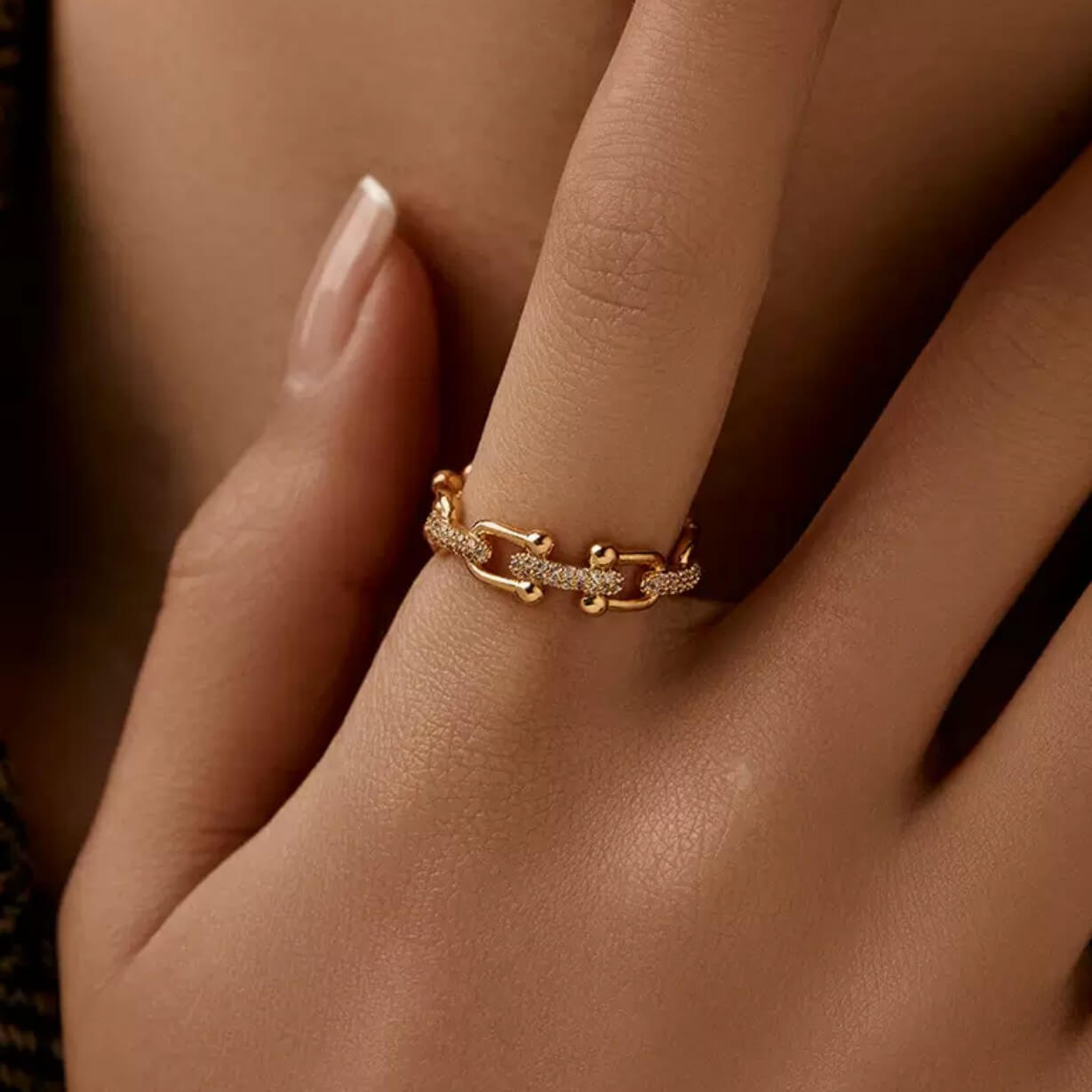 U Shaped Adjustable Sterling Silver Rings with Zircons - 画像7