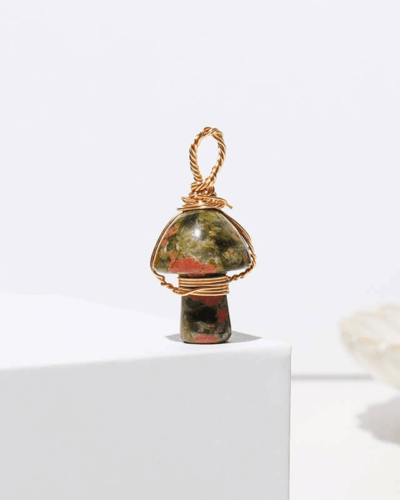 Colorful Mushroom Crystal Pendant Chain Healing Crystal Pendant Bulk