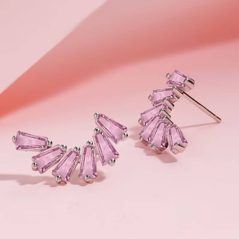 925 Sterling Silver Irregular Crystal Purple Earrings for Her Bulk