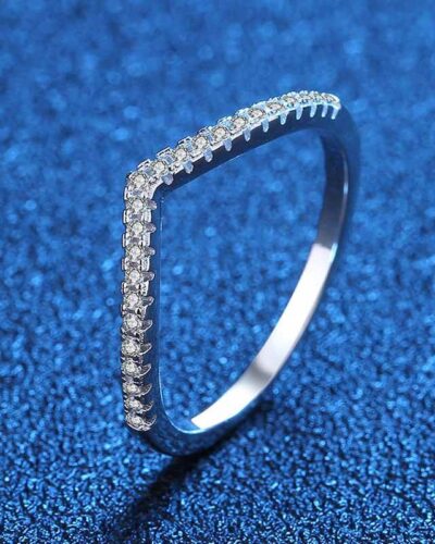 V Shape Moissanite Rings with 925 Sterling Silver