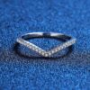 V Shape Moissanite Wedding Rings with 925 Sterling Silver