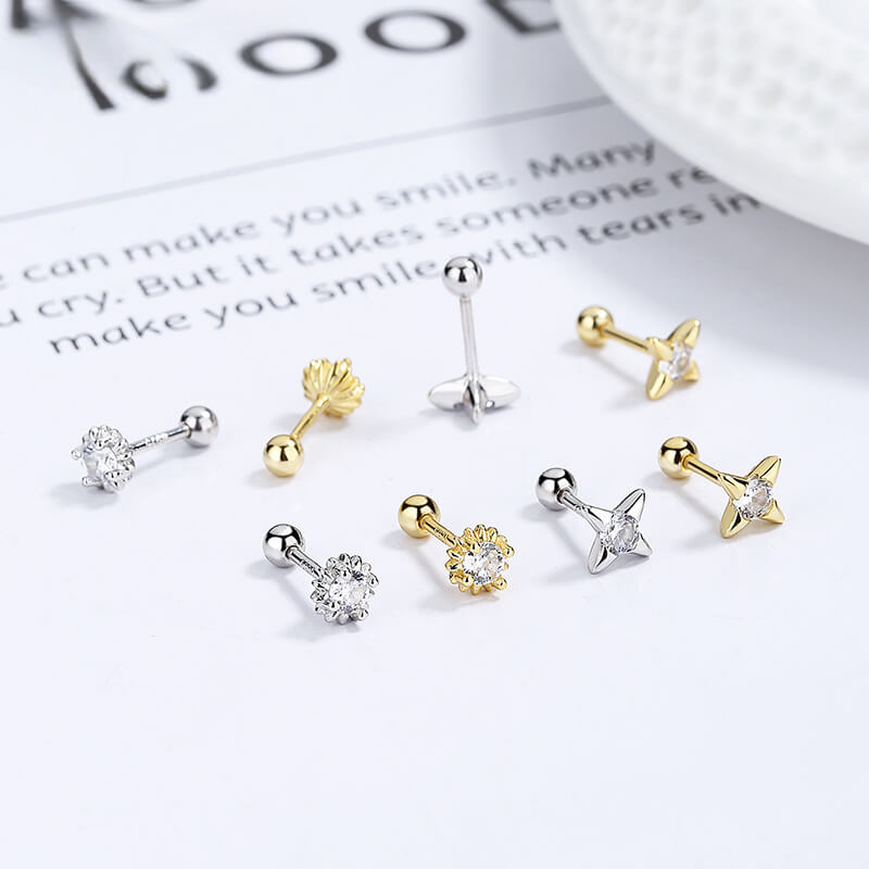 Versatile 925 Sterling Silver Sun Stud Earrings Wholesale show