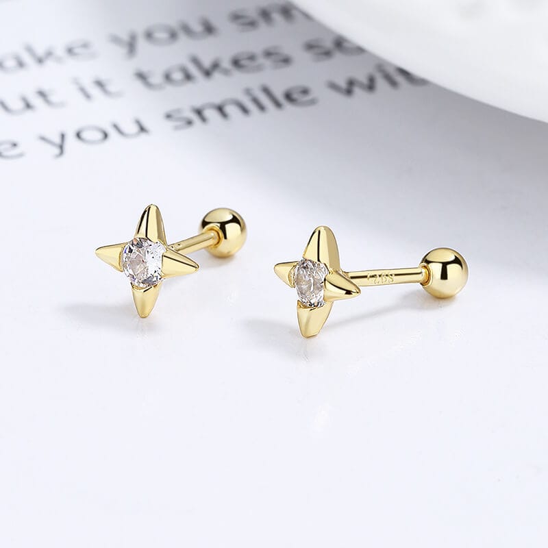 Versatile 925 Sterling Silver Sun Stud Earrings Wholesale STYLE 1 GOLD