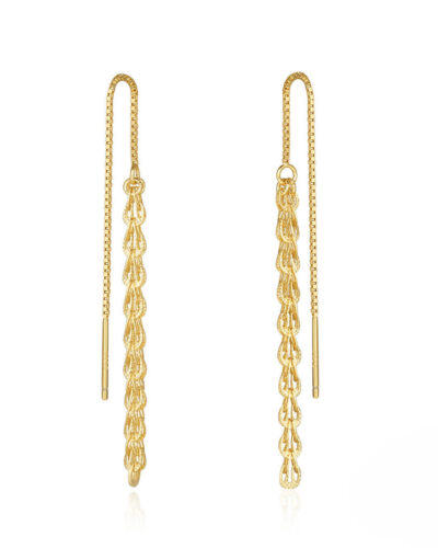 Versatile 925 Sterling Silver Tassel Drop Earrings gold plated