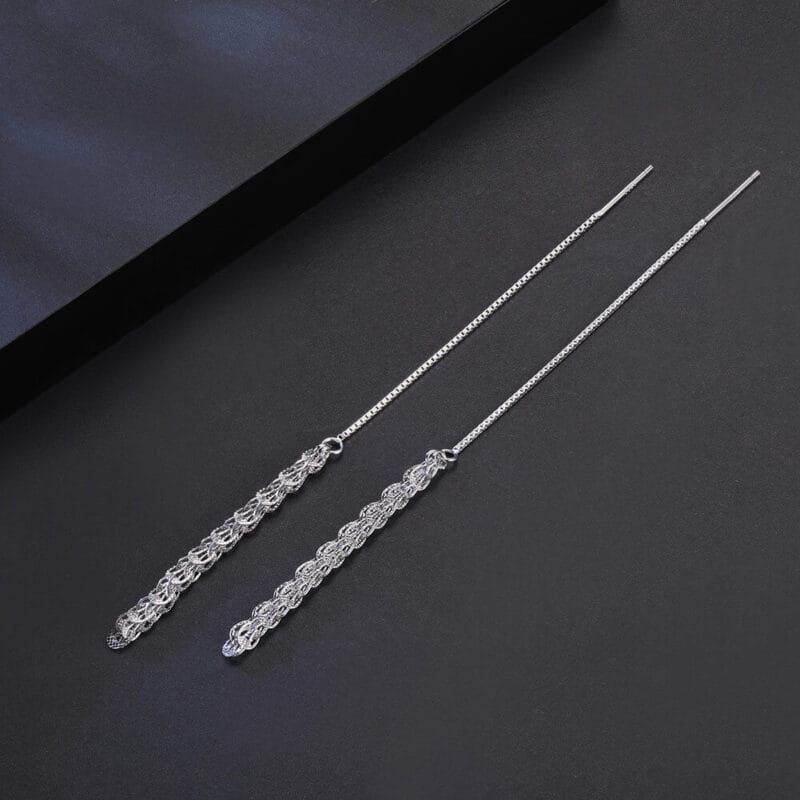 Versatile 925 Sterling Silver Tassel Drop Earrings 4