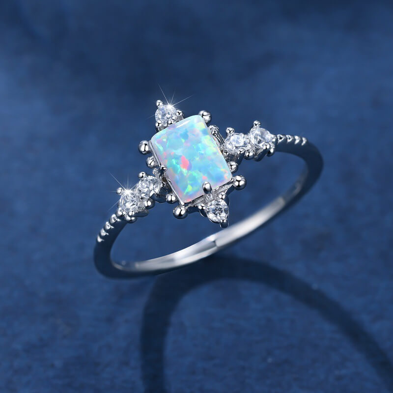 Versatile 925 Sterling Silver White Opal Ring Wholesale - Görüntü 7