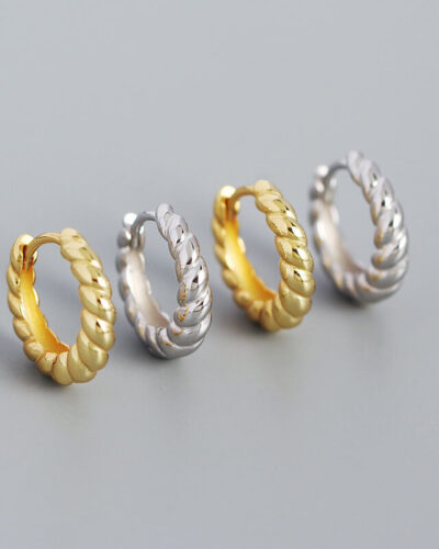 Versatile Sterling Silver Twisted Hoop Earrings SHOW