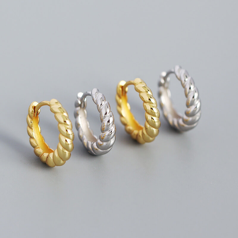 Versatile Sterling Silver Twisted Hoop Earrings SHOW